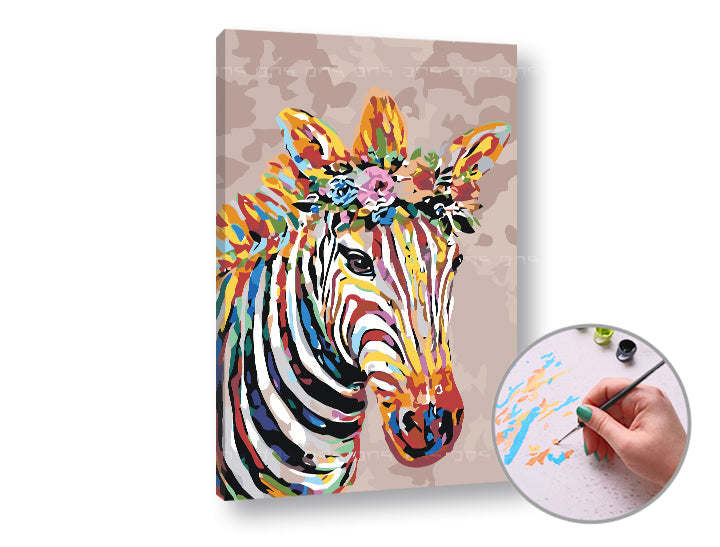 Paint by Numbers Zebra with Flowers | Medium Difficulty — image 3