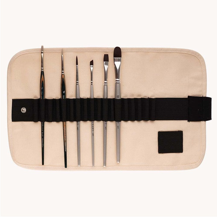 PanArt ATL‑03 Set of 6 Brushes in Roll-Up Case