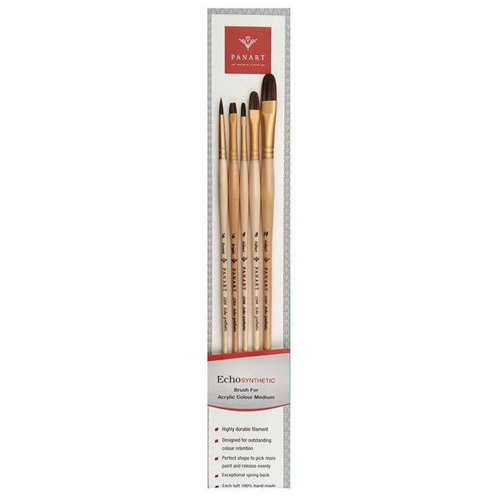 PanArt ES-04 Brush Set, Round, Flat, and Filbert, Set of 5