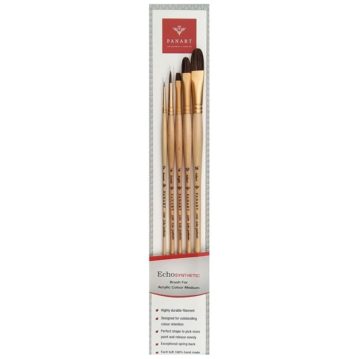 PanArt ES-05 Brush Set, Round, Flat, and Filbert, Set of 5