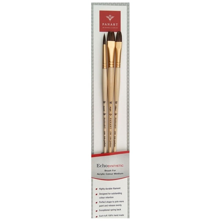 PanArt ES-06 Brush Set, Round, Flat, and Filbert, Set of 3