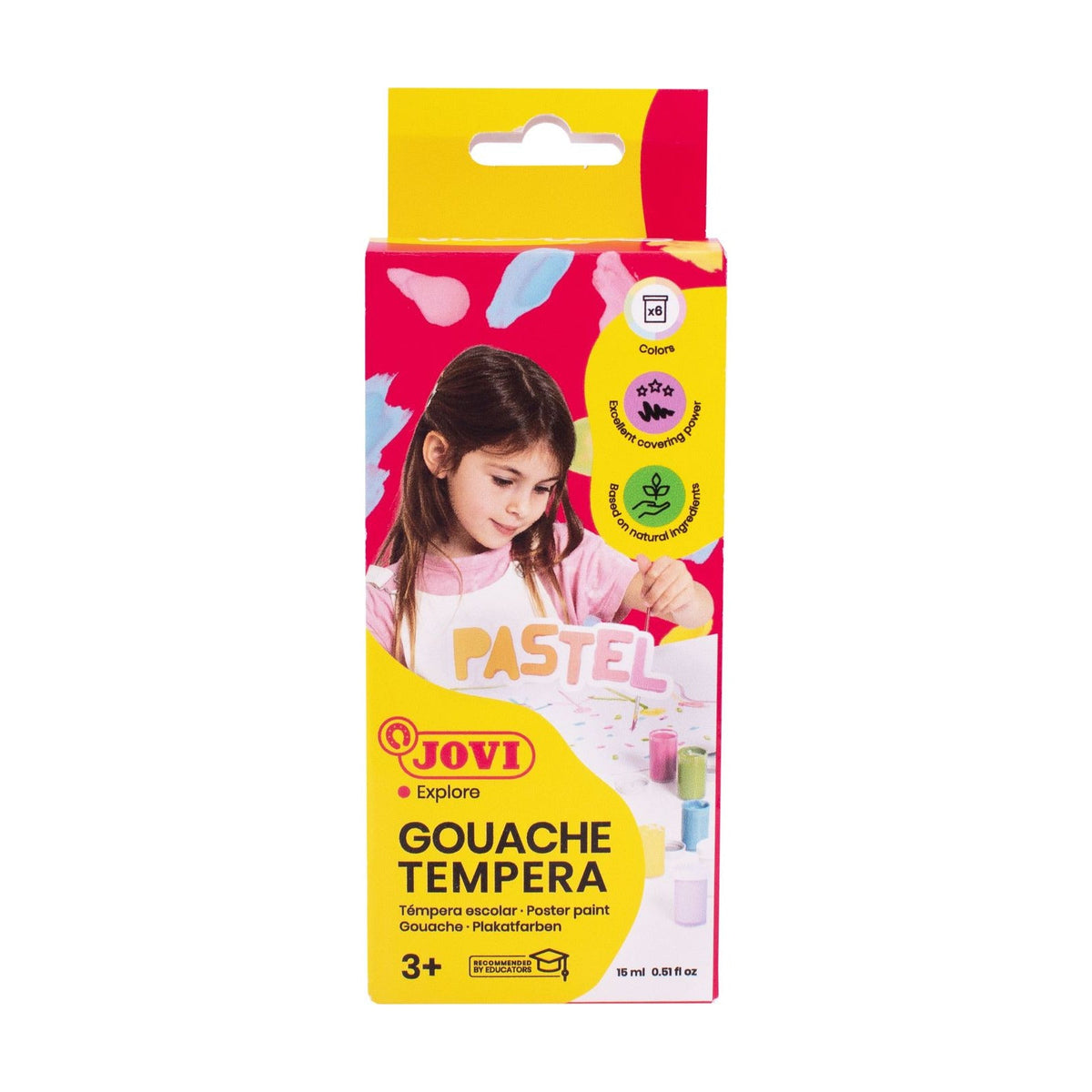 Pastel Poster Paint Set JOVI 6 x 15 ml with Brush