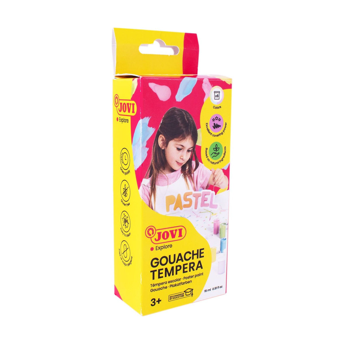 Pastel Poster Paint Set JOVI 6 x 15 ml with Brush