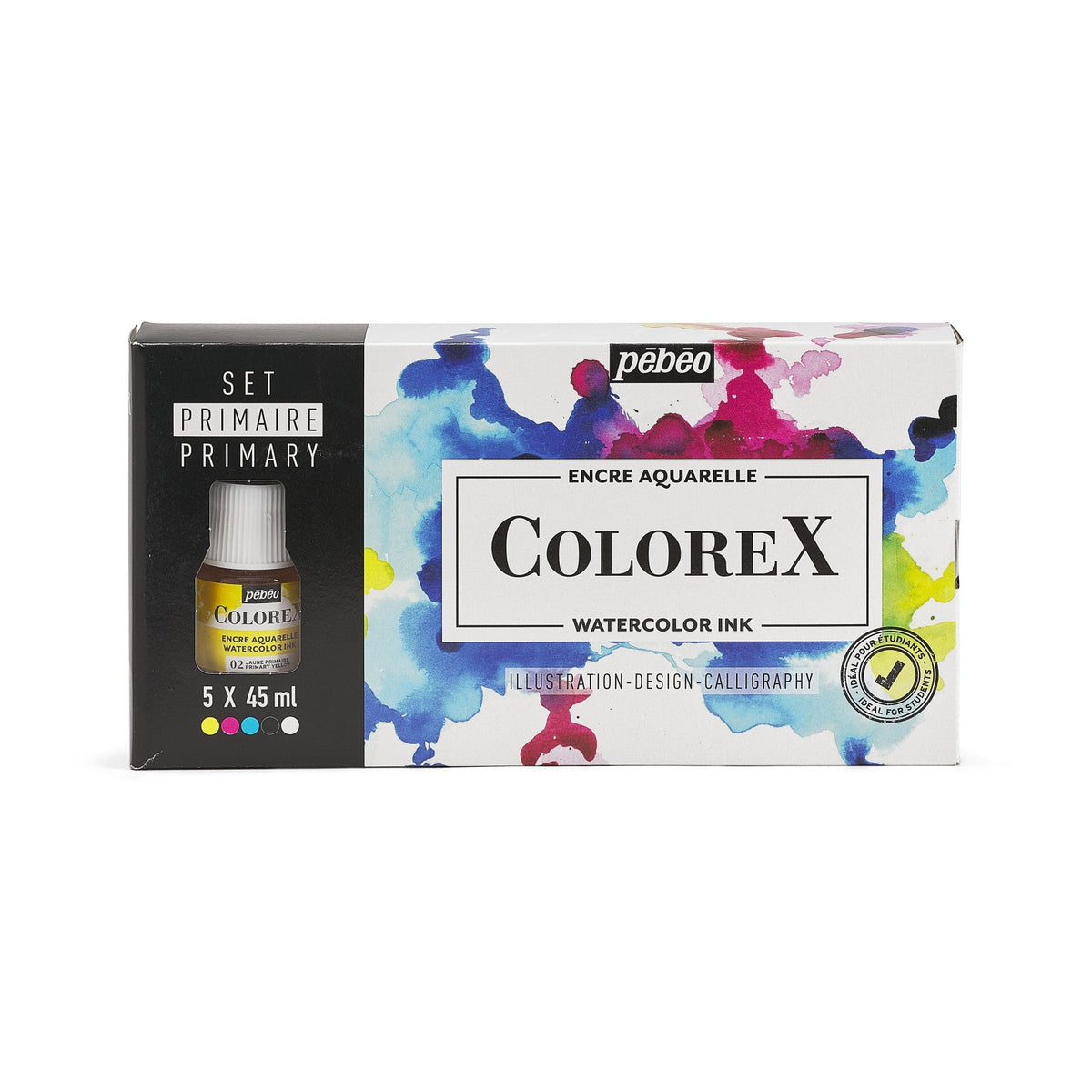 Pebeo Colorex Watercolor Ink Set, 5 x 45 ml
