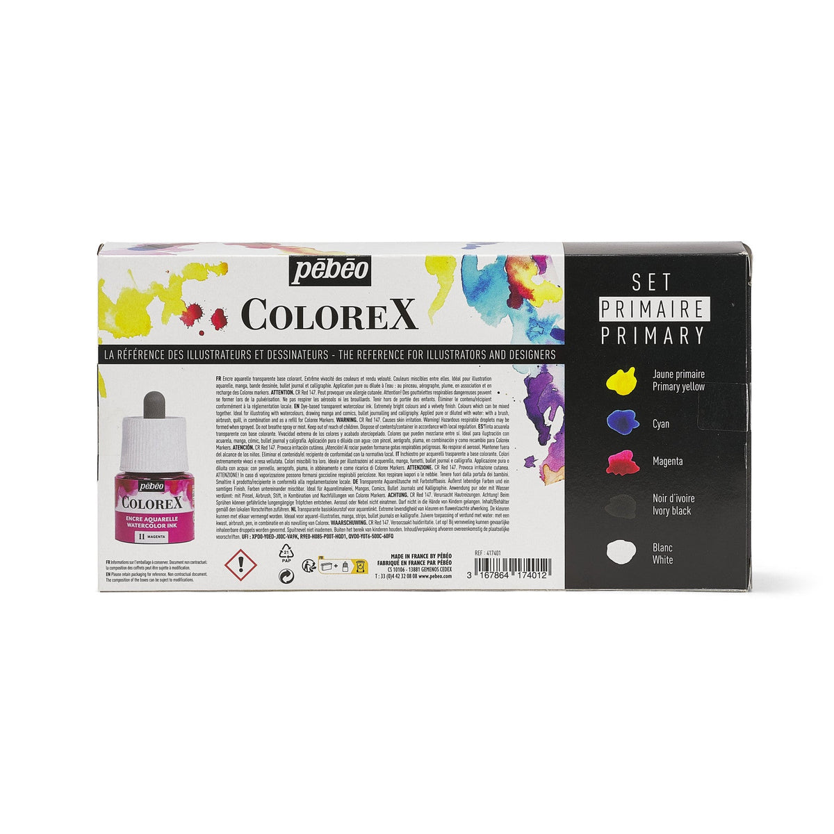 Pebeo Colorex Watercolor Ink Set, 5 x 45 ml