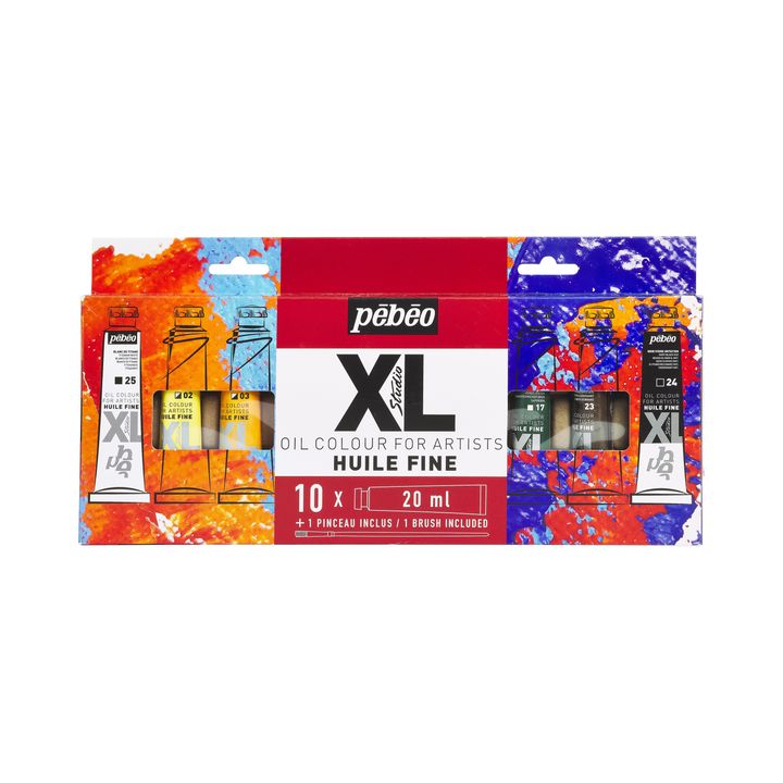 Pebeo Oil Paint Set STUDIO XL, 10 x 20 ml + Brush - image 1