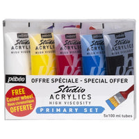 Pebeo Studio Acrylic Acrylic Paints, Basic Set, 5 x 100 ml