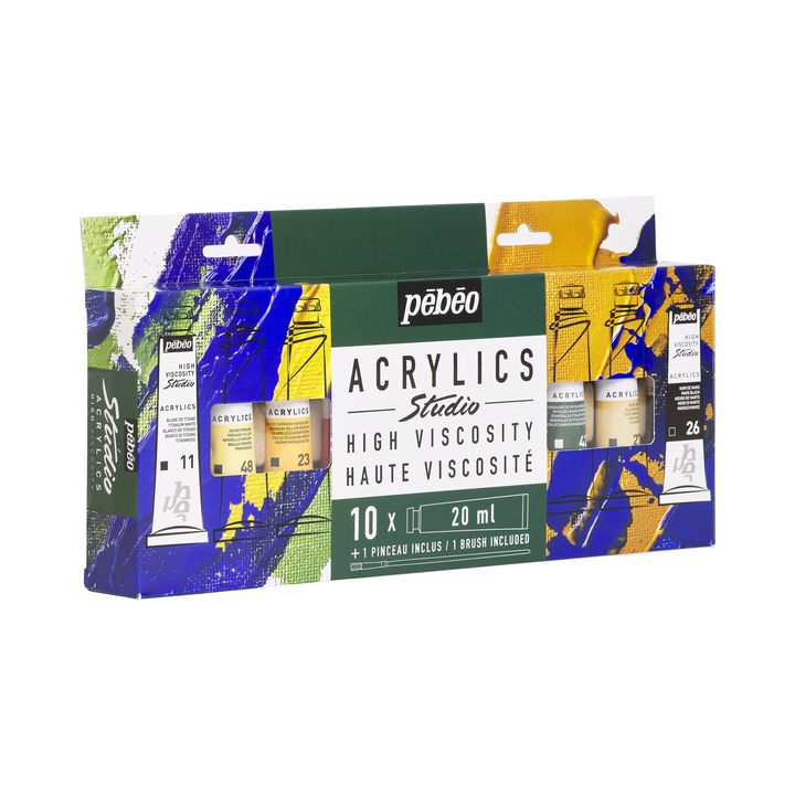 Pebeo STUDIO Acrylic Paint Set of 10 x 20 ml + Brush - image 4