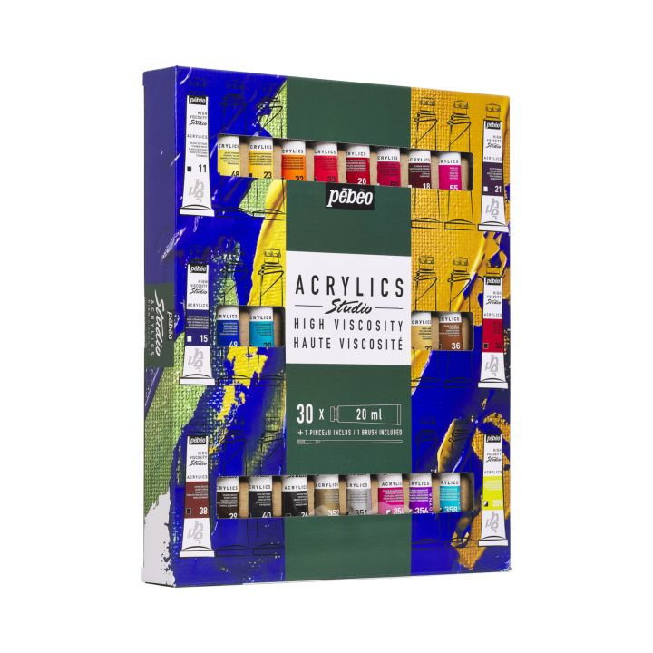 Pebeo Studio Acrylics Set of Acrylic Paints, 30x20 ml + 1 Brush — image 3