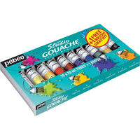 Pebeo Studio Professional Gouache Paints, Set of 10 x 20 ml + Brush