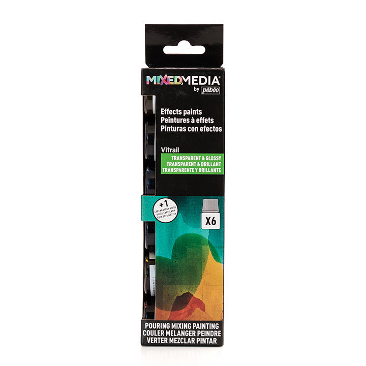 Pebeo Vitrail Mixed Media Paint Set, 6 x 20 ml