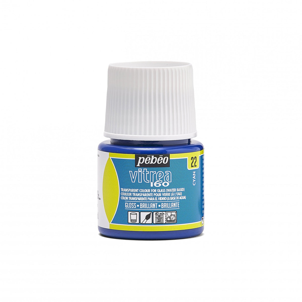 Pebeo Vitrea 160 Glossy Glass Paint 45 ml – Cyan