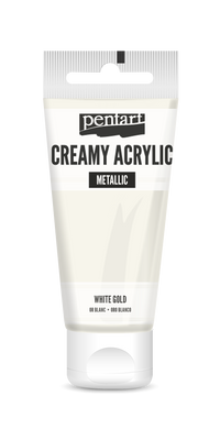 Creamy metallic acrylic paint 60 ml – white gold