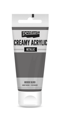 Creamy metallic acrylic paint 60 ml – rococo silver
