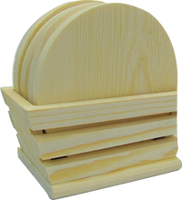 Pentart Wooden Round Coasters with Holder - 11.5 x 6 x 6.5 cm