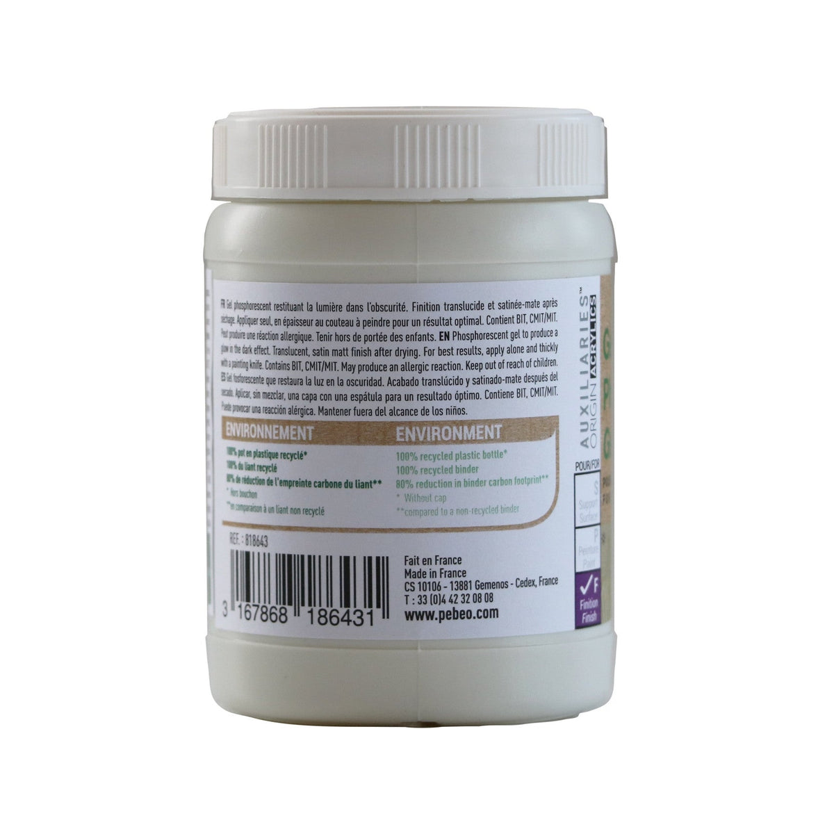 Phosphorescent Acrylic Gel PEBEO Origin 225 ml – Green