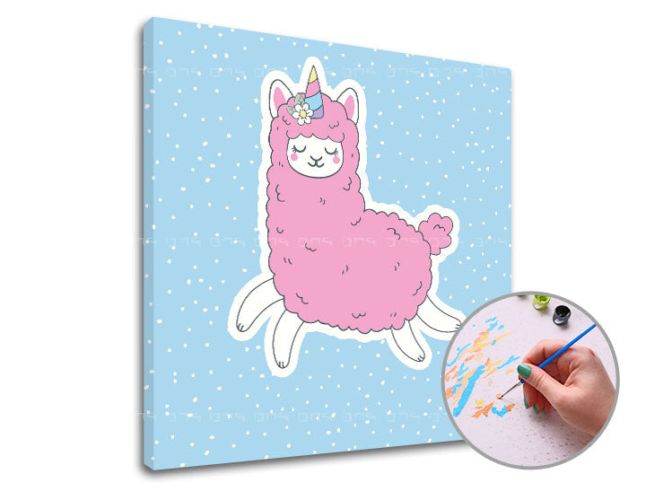 PINK LAMA SINGLE CUT Paint by Numbers | Low Difficulty — image 3