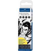 PITT Artist Pens Manga Black Set of 4, Case [B. F. S. XS]