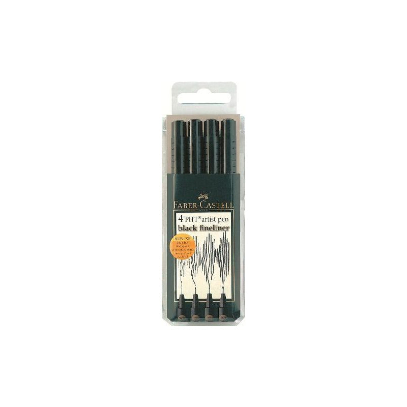 PITT Artist Pens Set of 4 [XS.S.F.M], Black