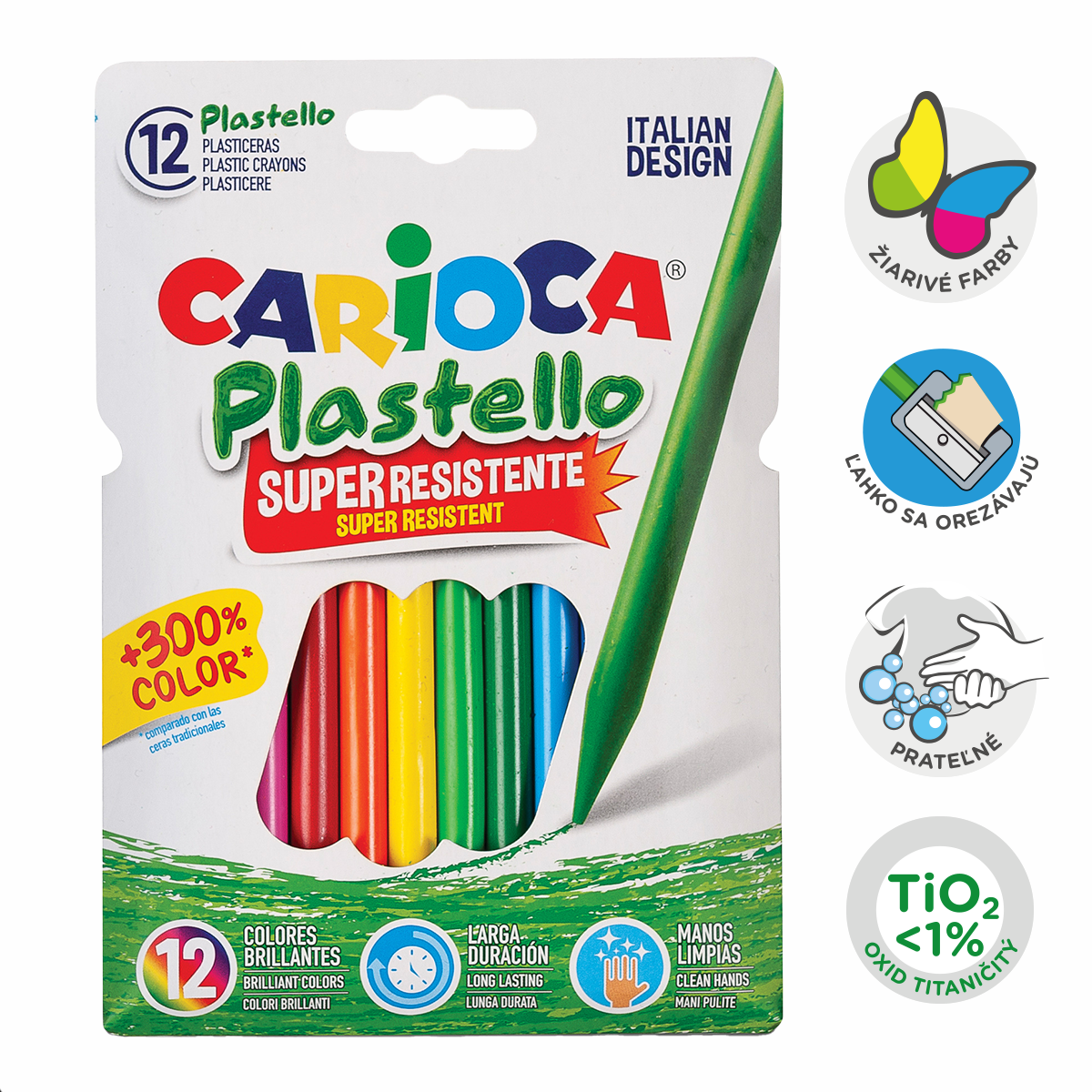 Plastic Wax Crayons Carioca Plastello - Set of 12