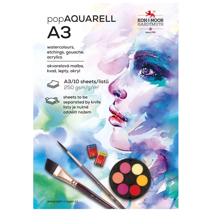 PopAquarell Watercolor Paper Pad A3, 10 Sheets