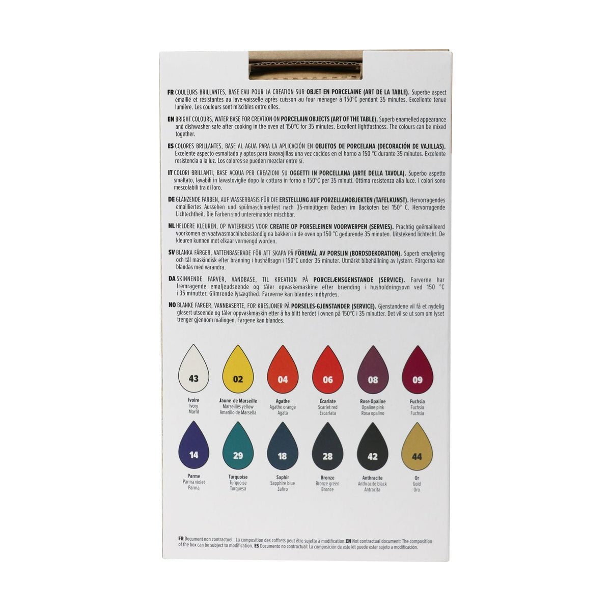 Porcelain paint PEBEO Porcelaine 150 Exploration - set 12 x 20 ml