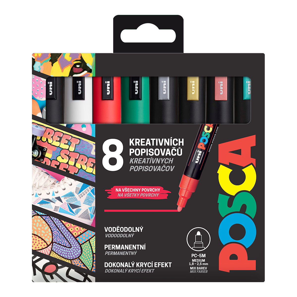 Posca Acrylic Marker PC-5M Christmas 1.8 - 2.5 mm - set of 8 pcs