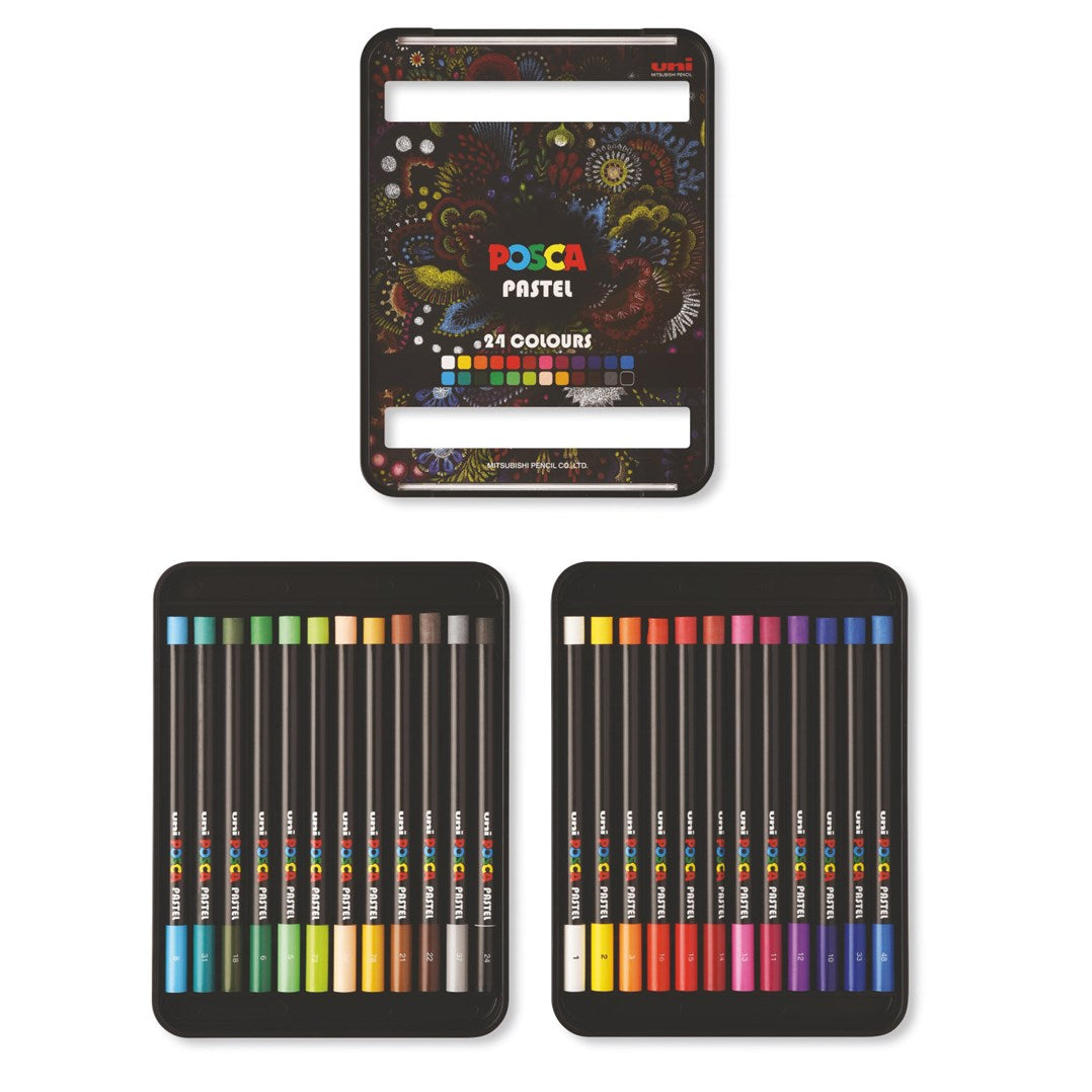 Posca KPA-100 24C Wax Crayons Set, Color Mix