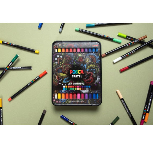 Posca KPA-100 24C Wax Crayons Set, Color Mix