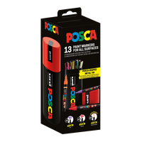 Posca Mixed Marker Set in Metal Tin – 13 pcs (PC-3M, PC-5M, PC-5BR)