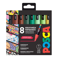 Posca PC-5M EARTH Marker Set, 1.8–2.5 mm, Set of 8