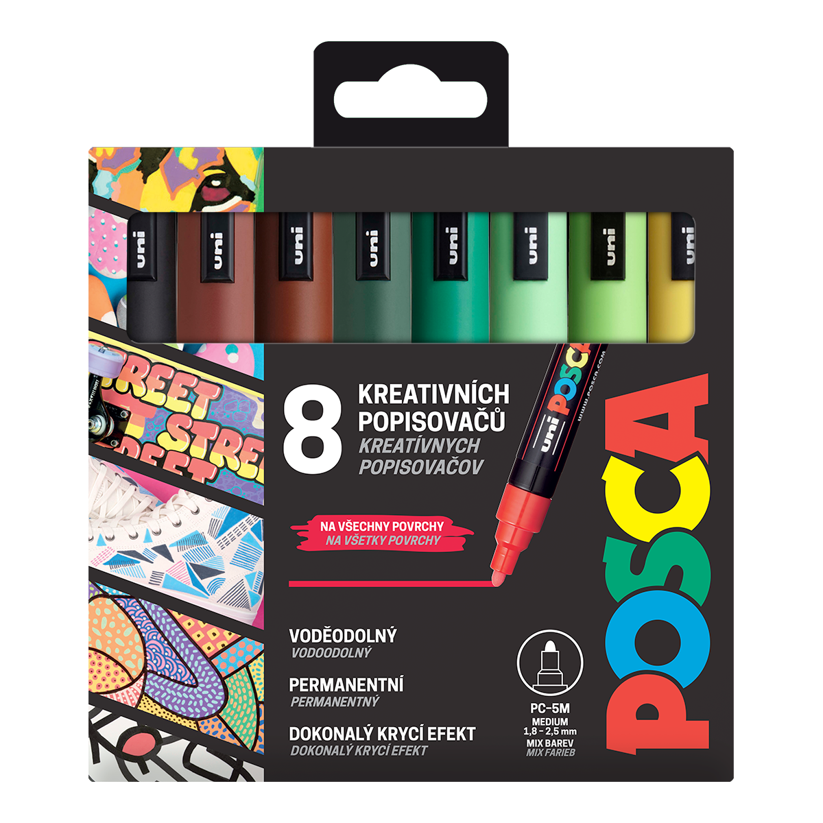Posca PC-5M EARTH Marker Set, 1.8–2.5 mm, Set of 8