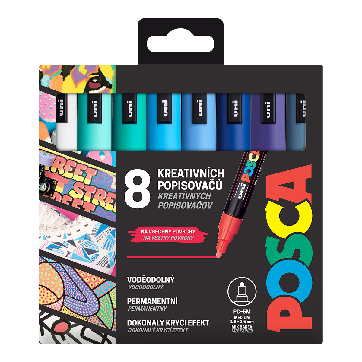 Posca PC-5M OCEAN Marker Set, 1.8–2.5 mm, Set of 8