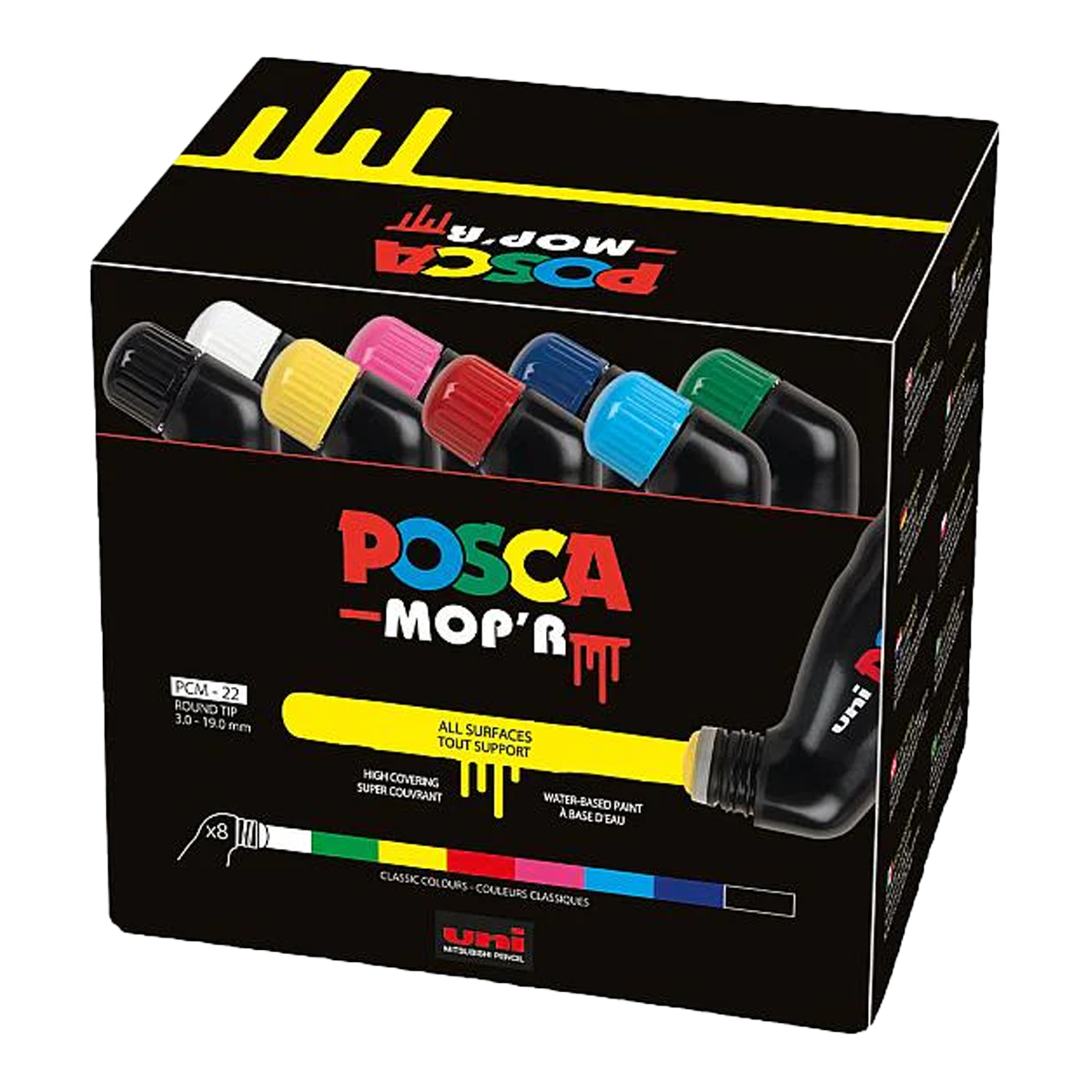 Posca PCM-22 8C MOP'R Acrylic Paint Marker Set 3 – 19 mm - set of 8 pcs