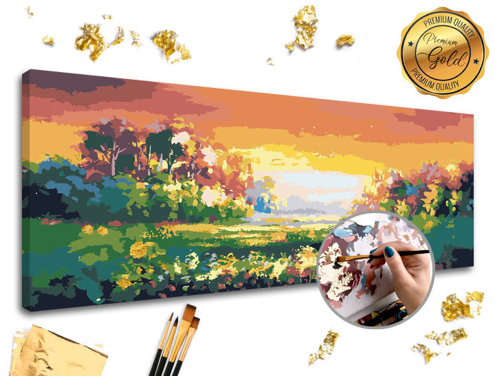 PREMIUM GOLD Paint by Numbers | Colorful Landscape, image 1