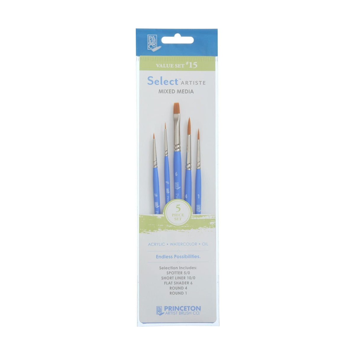 PRINCETON Select Universal Round Mini Brush with Synthetic Bristles, 5 pcs