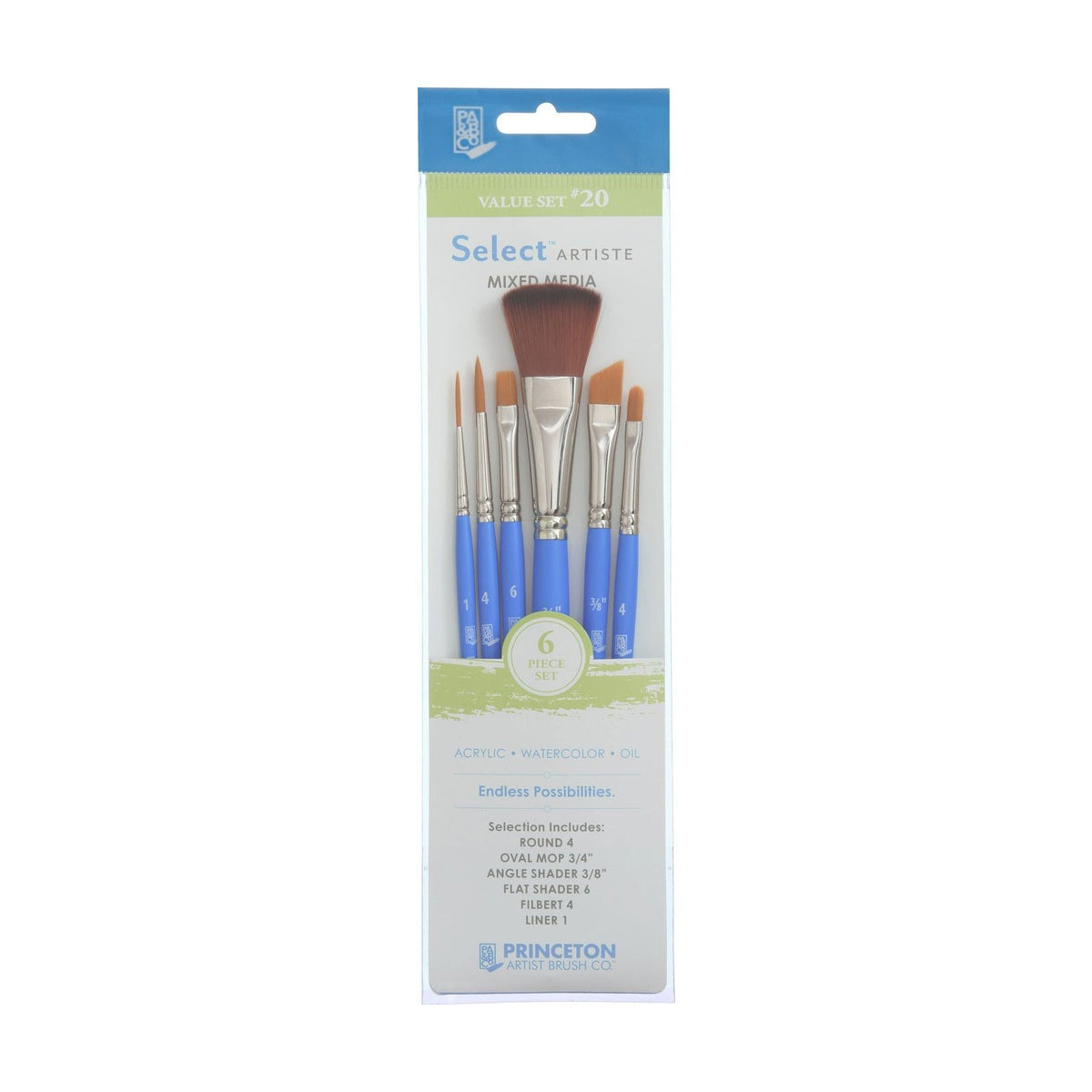PRINCETON Select Universal Round Mini Brush with Synthetic Bristles, 6 pcs