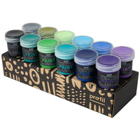 Profil Fabric Paint Set for Dark Fabrics, Cool Shades, 12 x 25 ml