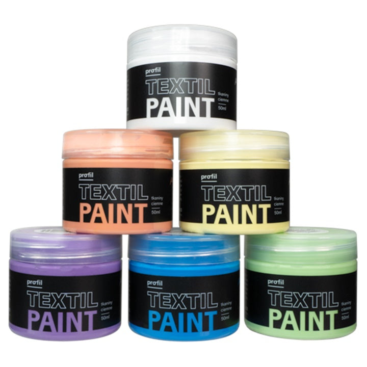 Profil Fabric Paint Set for Dark Textiles, Pastel Candy, 6 x 50 ml