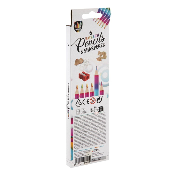 Rainbow Colored Pencils Set of 6 + Sharpener