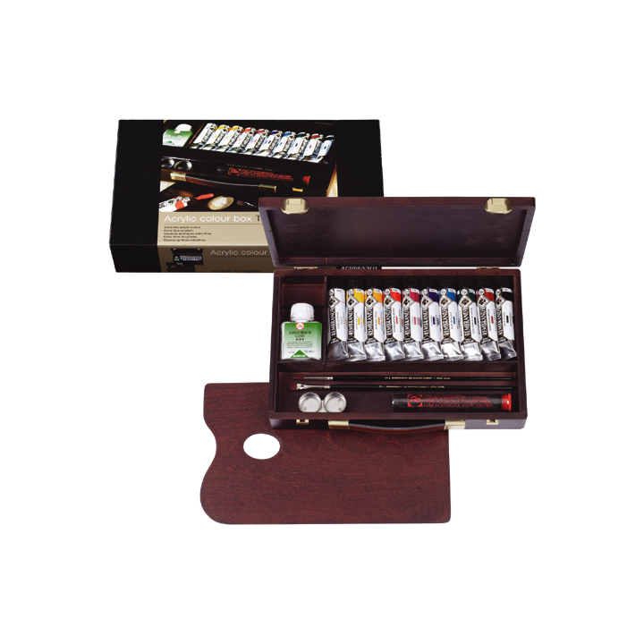 Rembrandt Acrylic Paints Box Traditional, 10 × 40 ml + Accessories