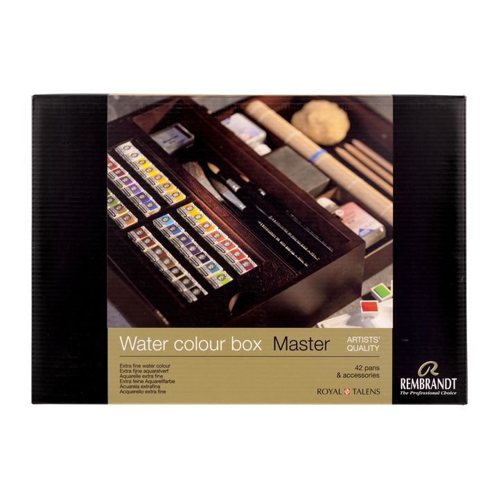 Rembrandt Master Luxury Wooden Watercolor Case, 42 Half Pans and 14 Accessories, Image 1