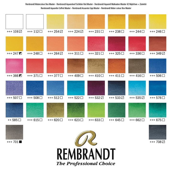 Rembrandt Master Luxury Wooden Watercolor Case, 42 Half Pans and 14 Accessories, Image 3