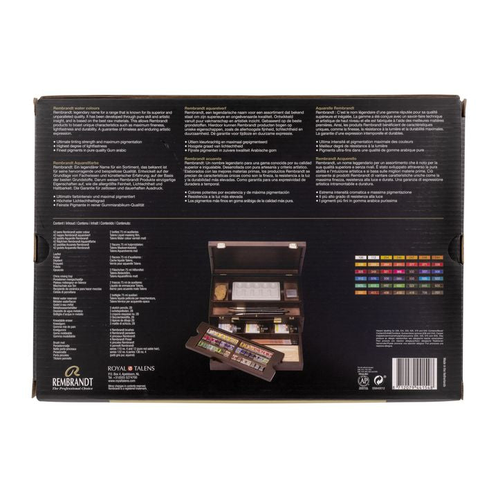 Rembrandt Master Luxury Wooden Watercolor Case, 42 Half Pans and 14 Accessories, Image 4