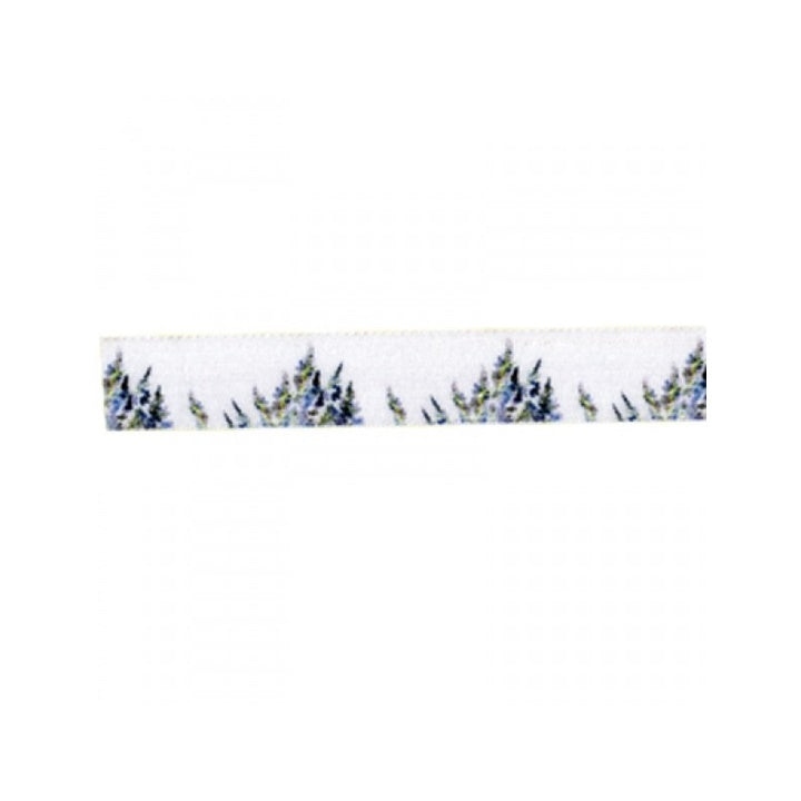 Ribbon with Lavender Print, 15 m, 25 mm Wide