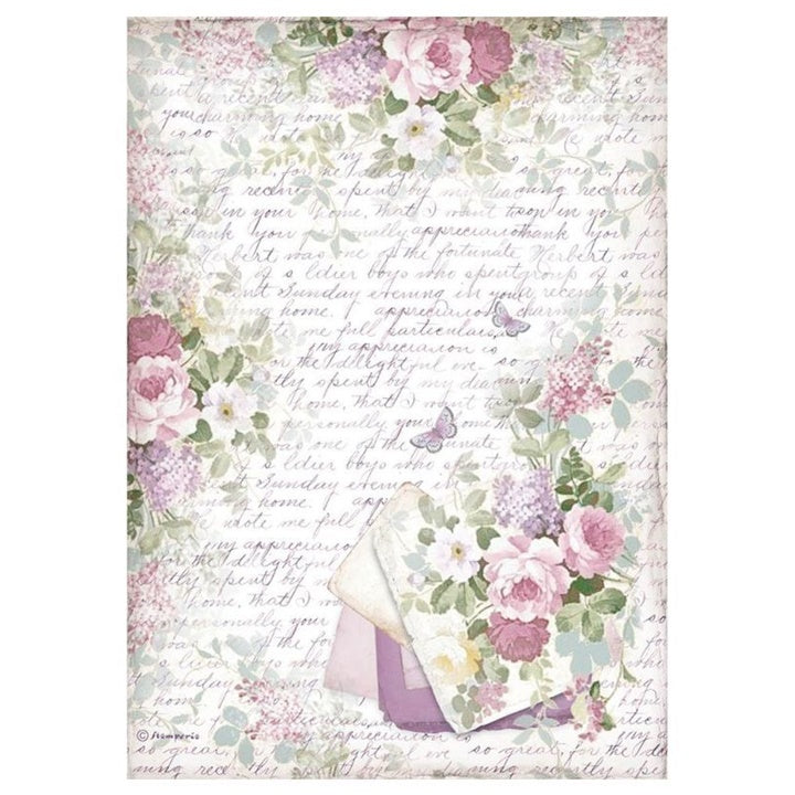 Rice Paper A4 with Flowers and Letters