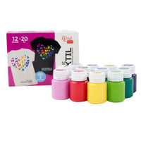 ROSA Acrylic Fabric Paints, 12 x 20 ml