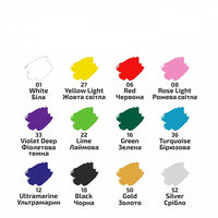 ROSA Acrylic Fabric Paints, 12 x 20 ml