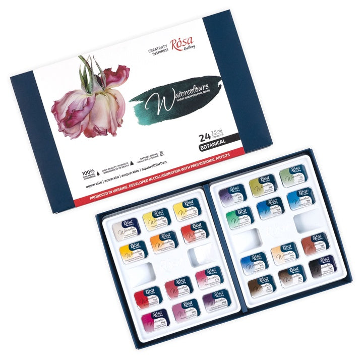 ROSA GALLERY Botanycal Watercolor Set, 24 Colors, Full Pans, Cardboard — image 2
