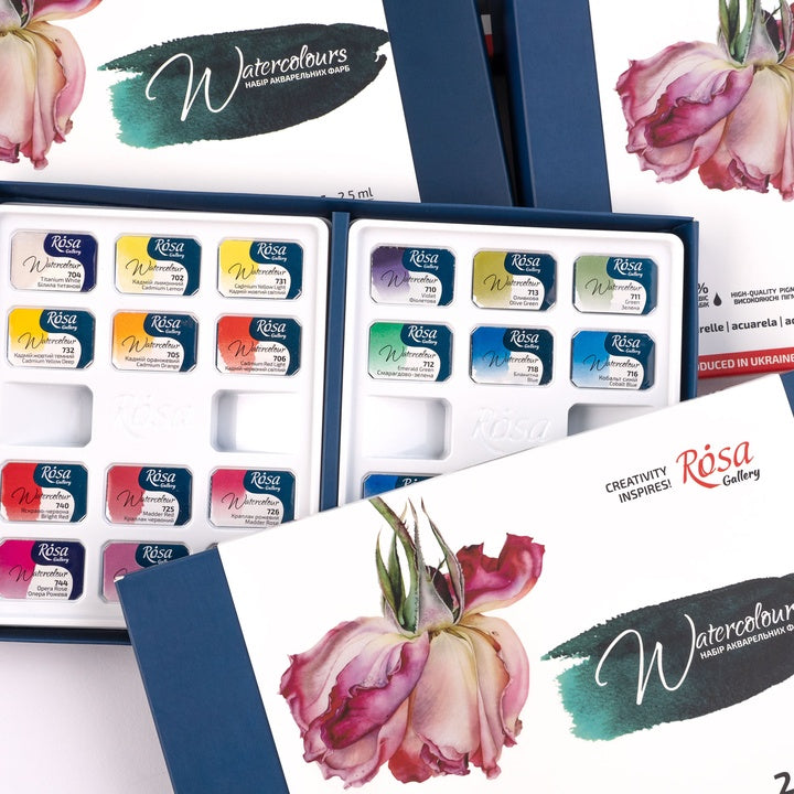 ROSA GALLERY Botanycal Watercolor Set, 24 Colors, Full Pans, Cardboard — image 4